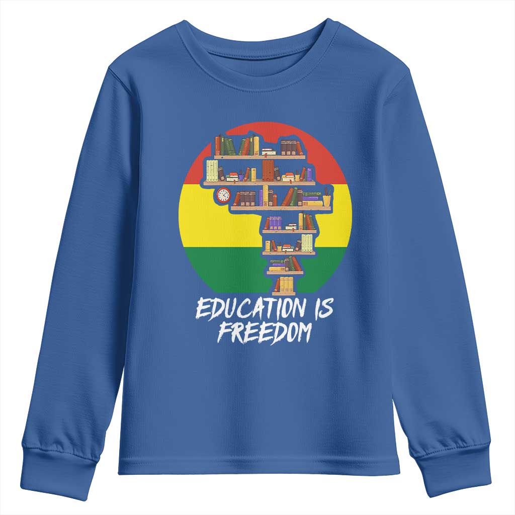 Black History Month Youth Long Sleeve Shirt Education Is Freedom African Americans