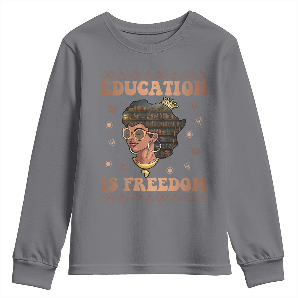 Black Teacher Youth Long Sleeve Shirt Education Is Freedom Black History