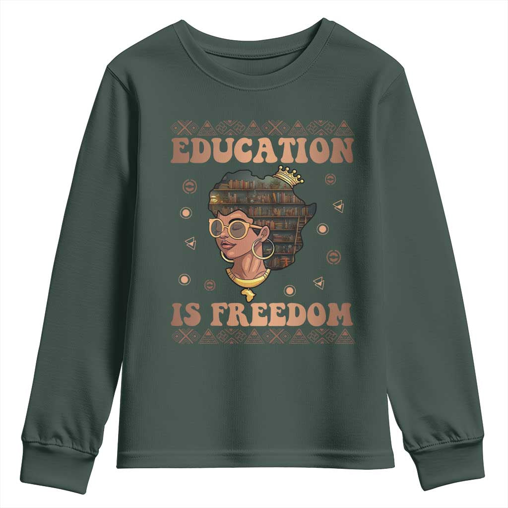 Black Teacher Youth Long Sleeve Shirt Education Is Freedom Black History