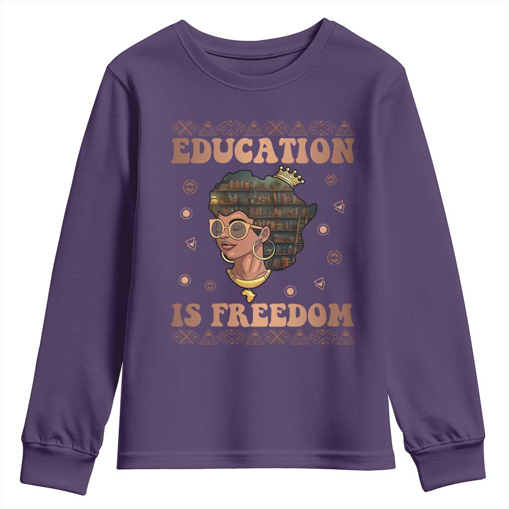 Black Teacher Youth Long Sleeve Shirt Education Is Freedom Black History