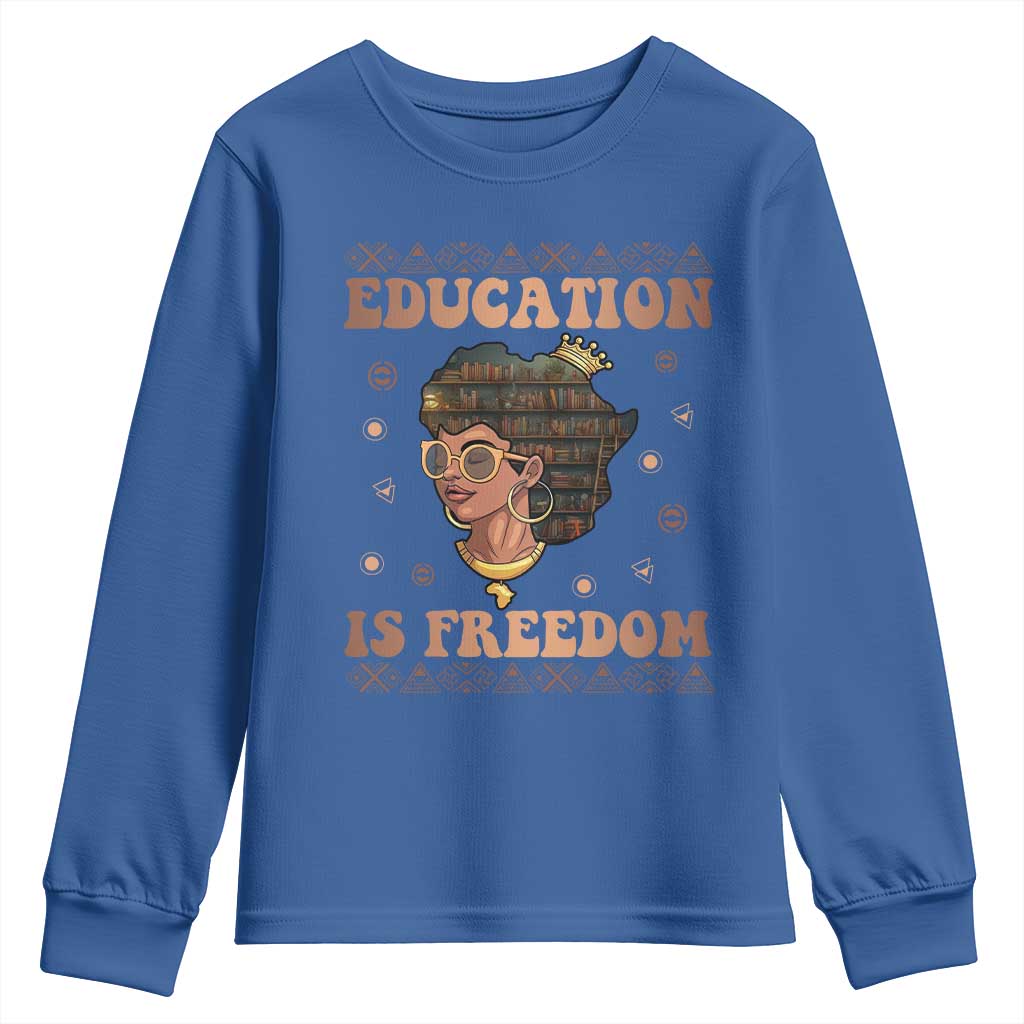 Black Teacher Youth Long Sleeve Shirt Education Is Freedom Black History