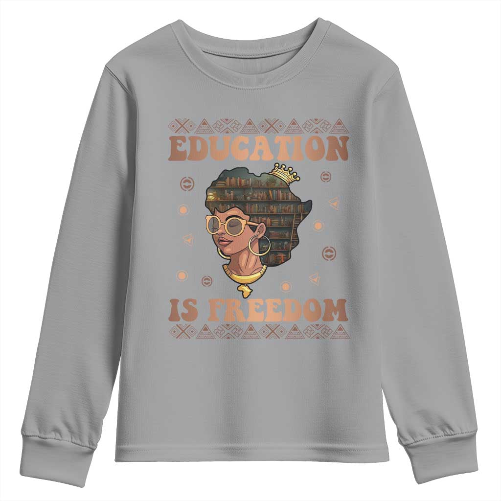 Black Teacher Youth Long Sleeve Shirt Education Is Freedom Black History
