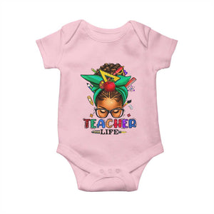 Black Teacher Life Baby Onesie Messy Bun African American Educate