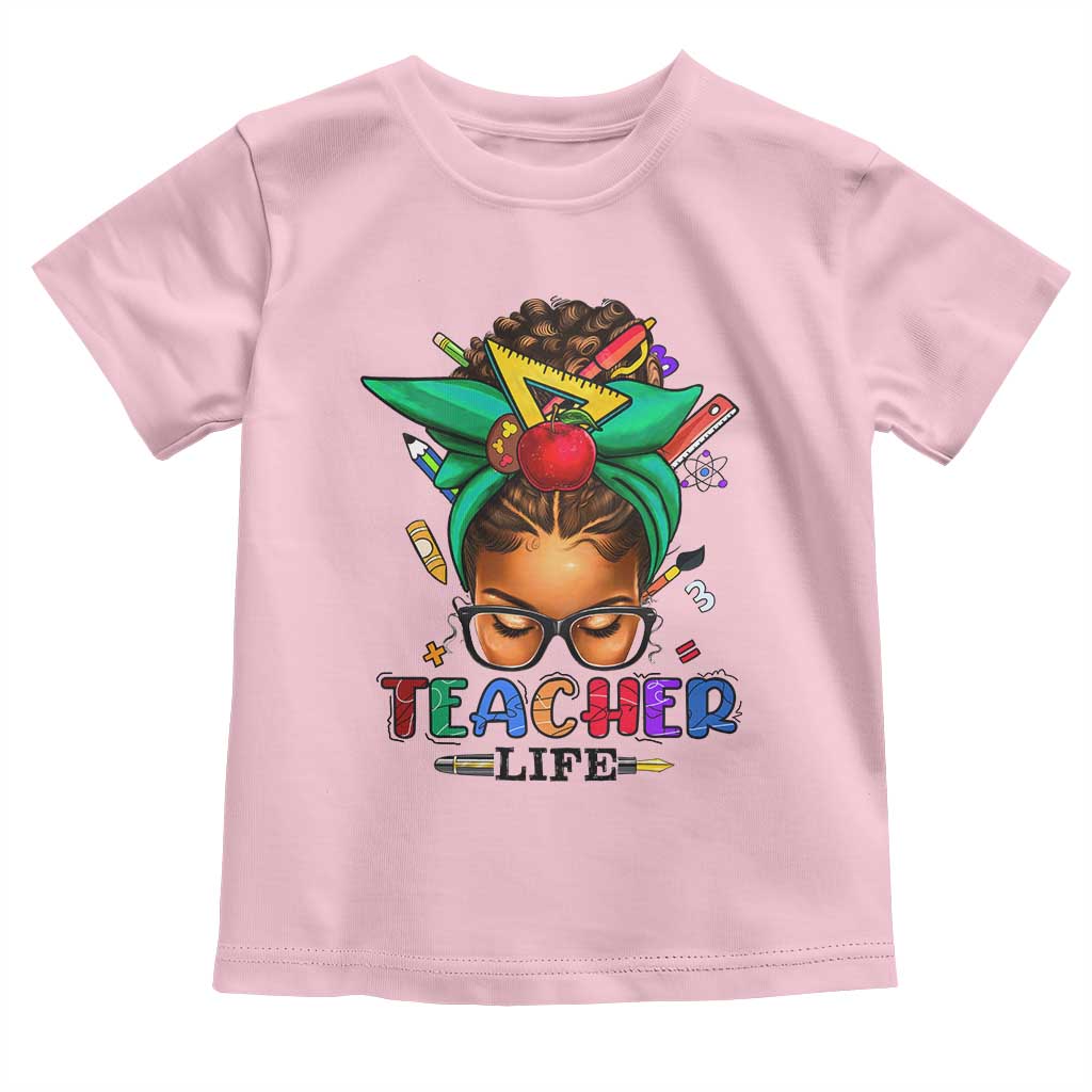 Black Teacher Life Baby Shirt Messy Bun African American Educate
