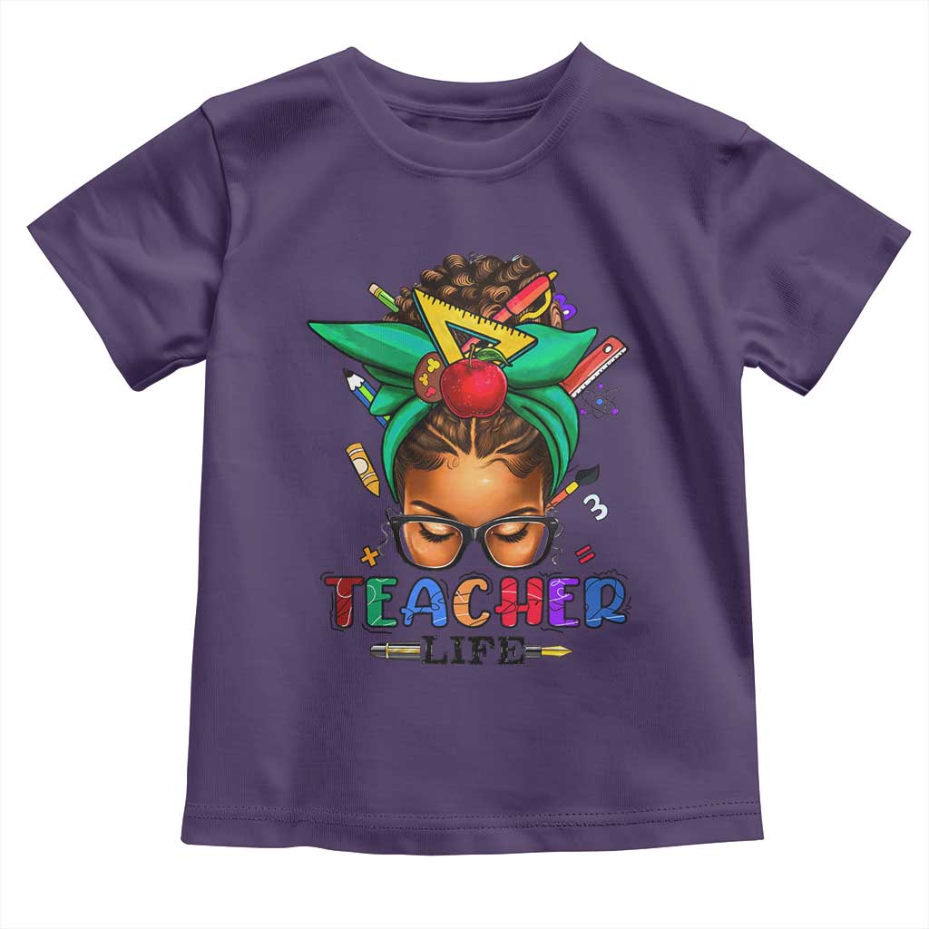 Black Teacher Life Baby Shirt Messy Bun African American Educate