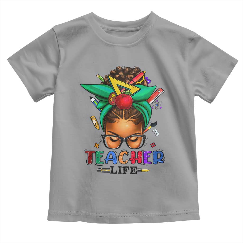 Black Teacher Life Baby Shirt Messy Bun African American Educate
