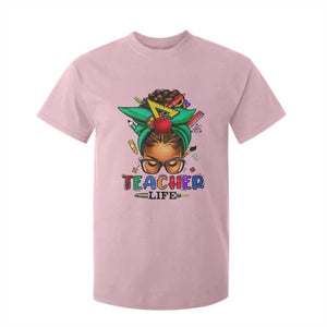 Black Teacher Life T Shirt For Kid Messy Bun African American Educate