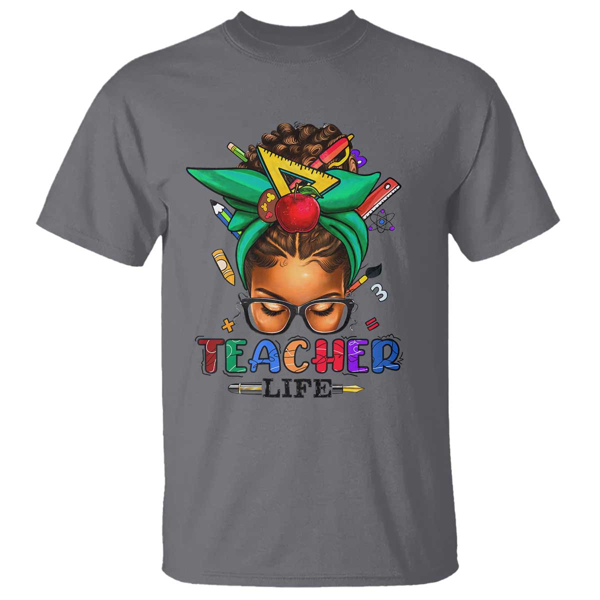 Black Teacher Life T Shirt Messy Bun African American Educate