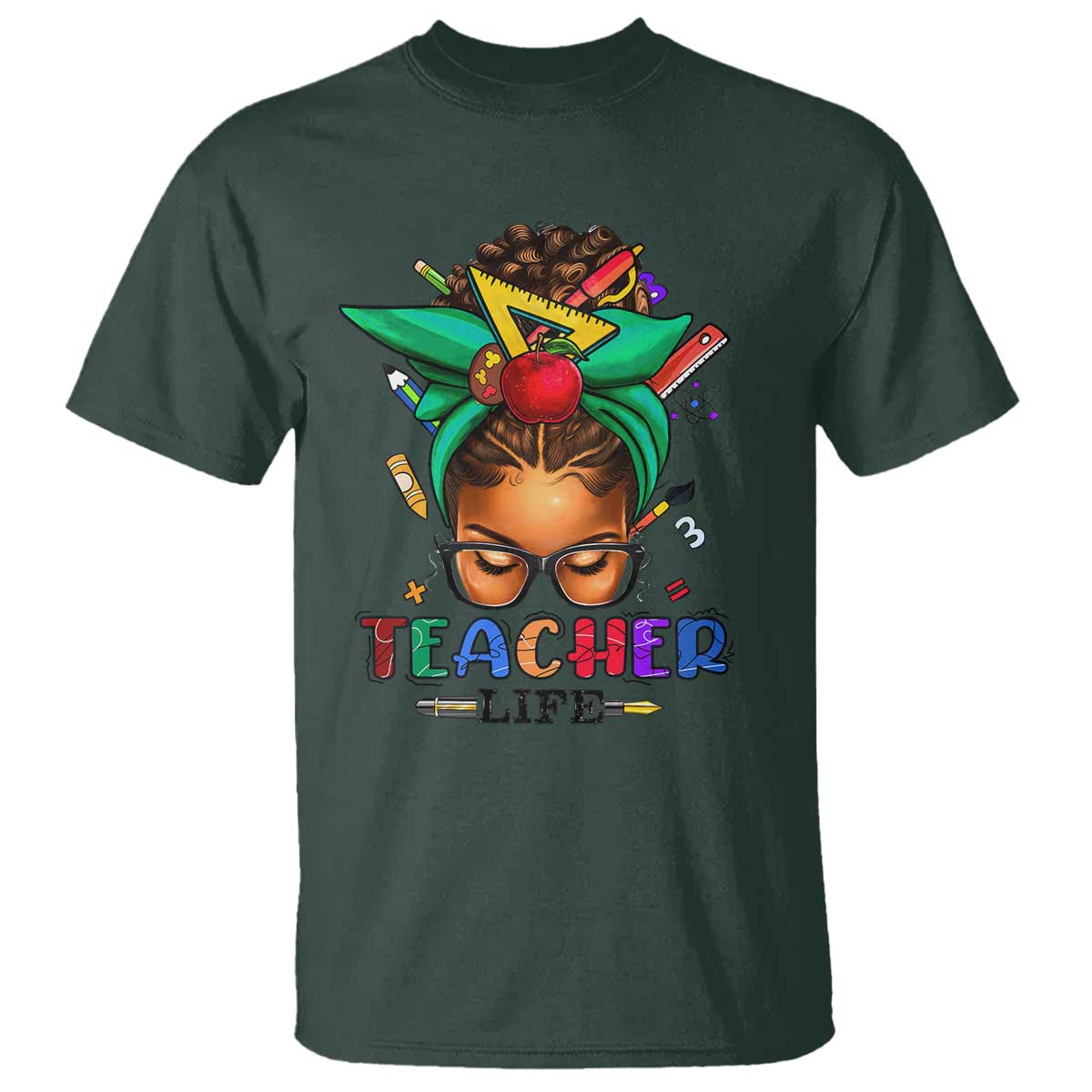 Black Teacher Life T Shirt Messy Bun African American Educate