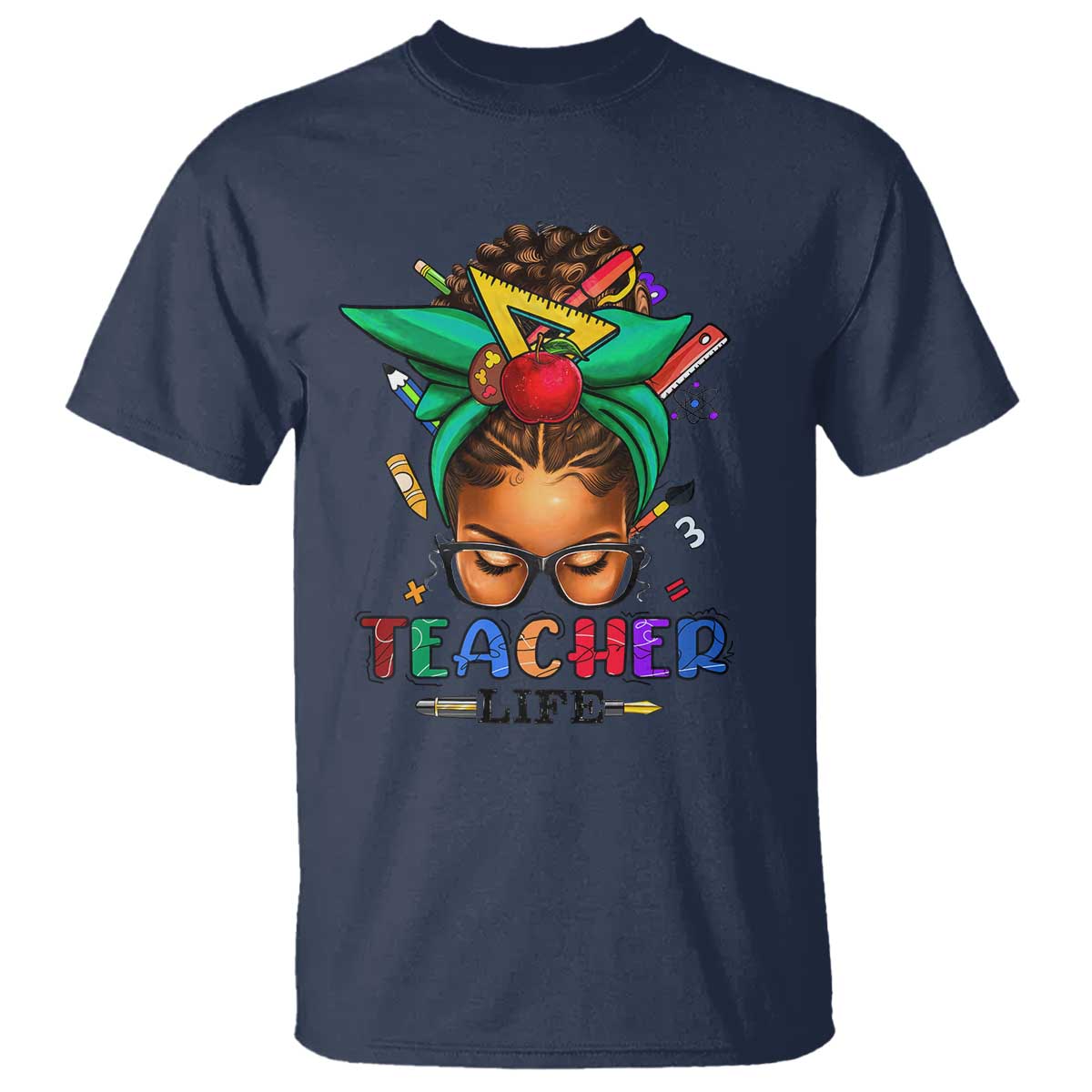 Black Teacher Life T Shirt Messy Bun African American Educate