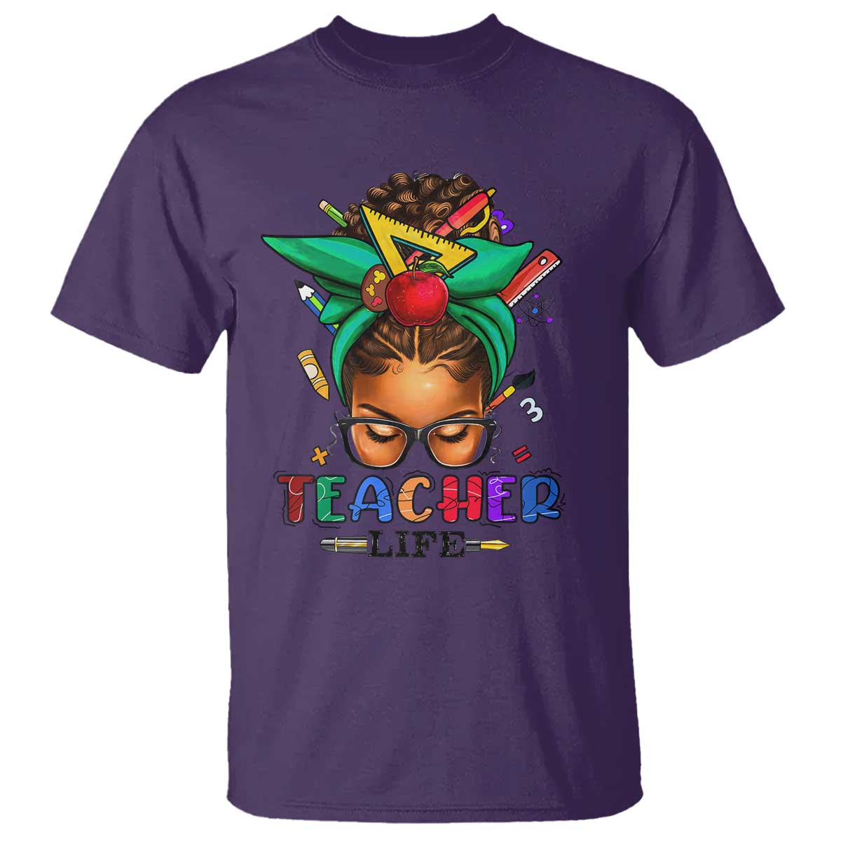 Black Teacher Life T Shirt Messy Bun African American Educate