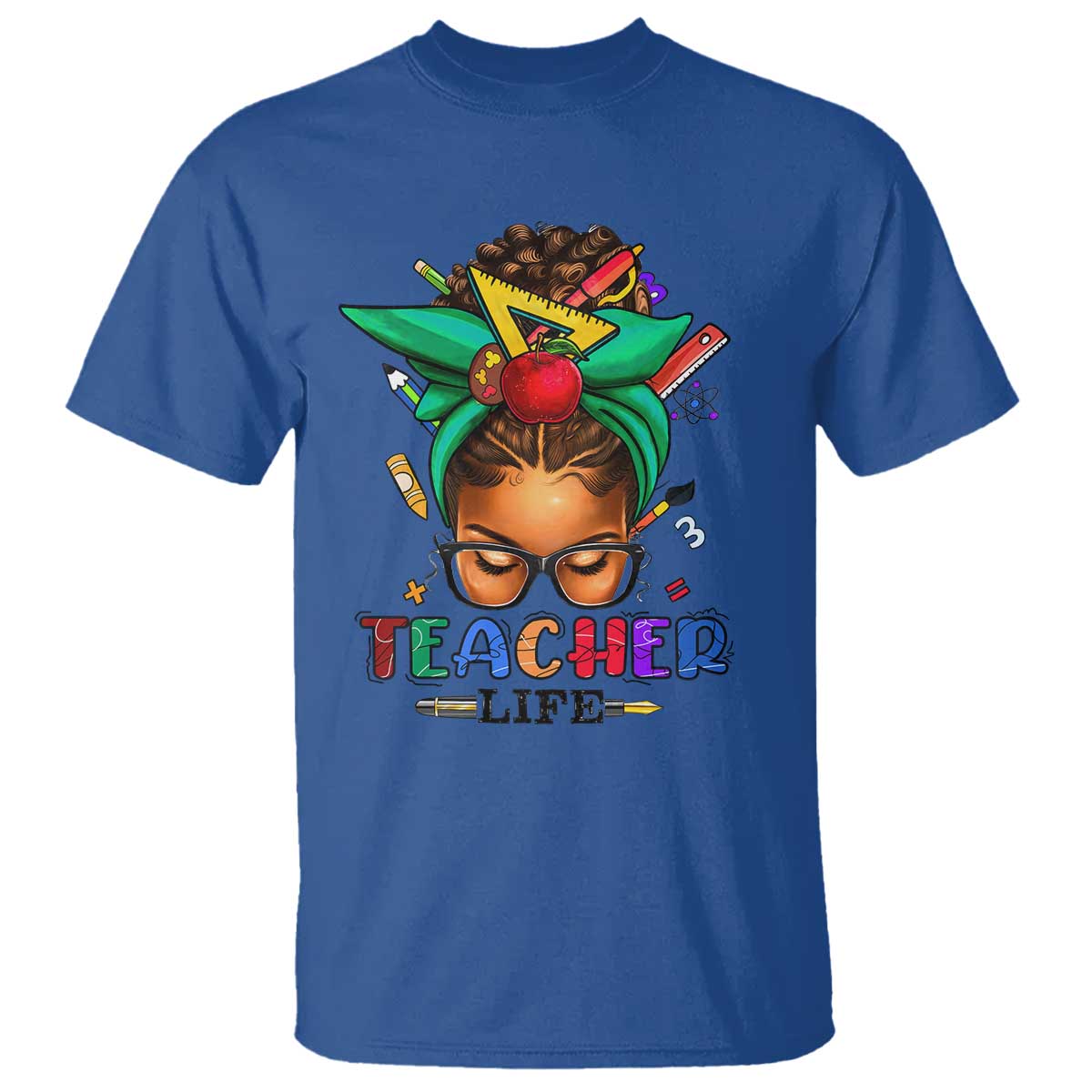 Black Teacher Life T Shirt Messy Bun African American Educate