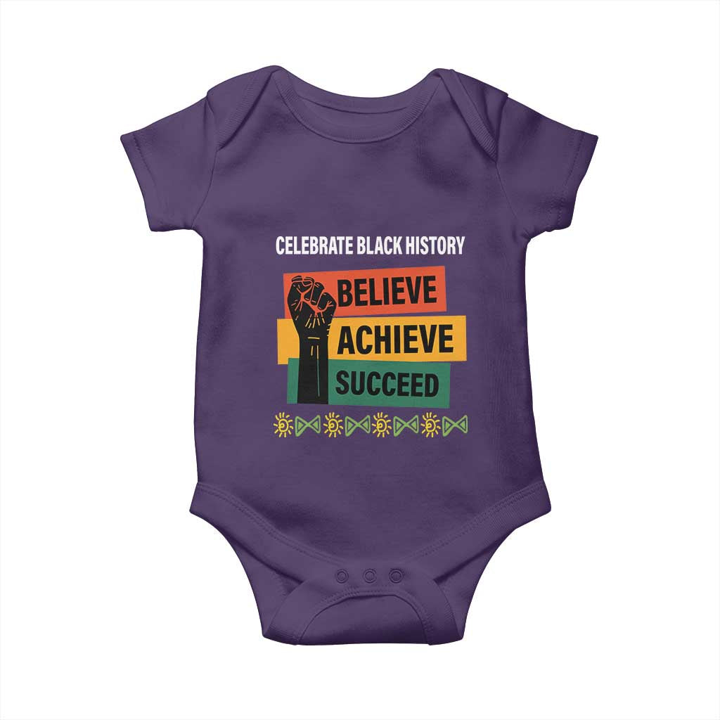 Black History Month Baby Onesie Believe Achieve Succeed African Americans Melanin Pride