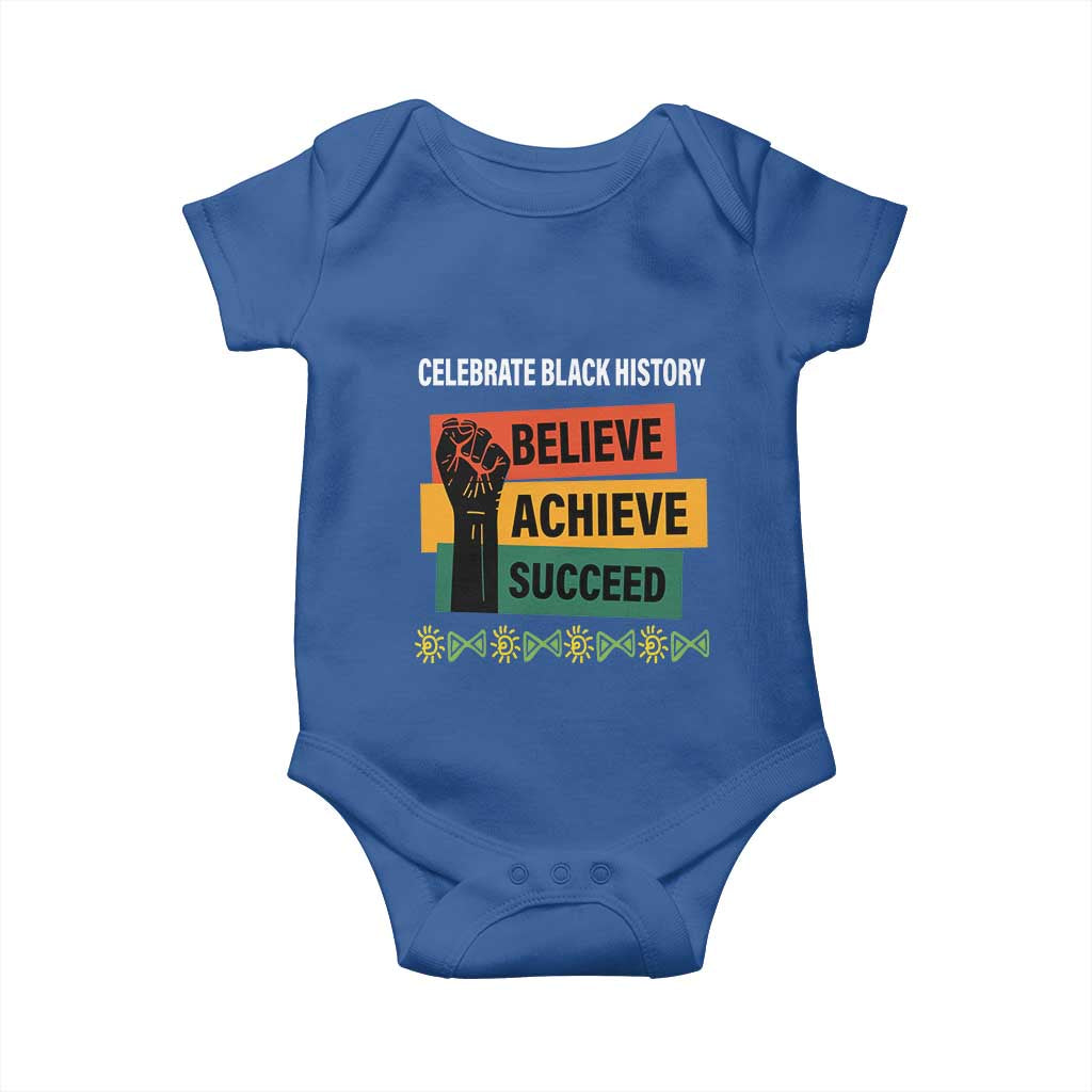 Black History Month Baby Onesie Believe Achieve Succeed African Americans Melanin Pride