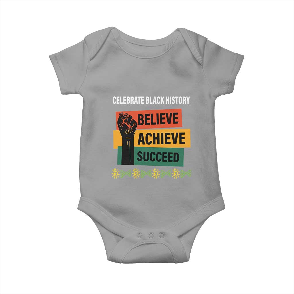 Black History Month Baby Onesie Believe Achieve Succeed African Americans Melanin Pride