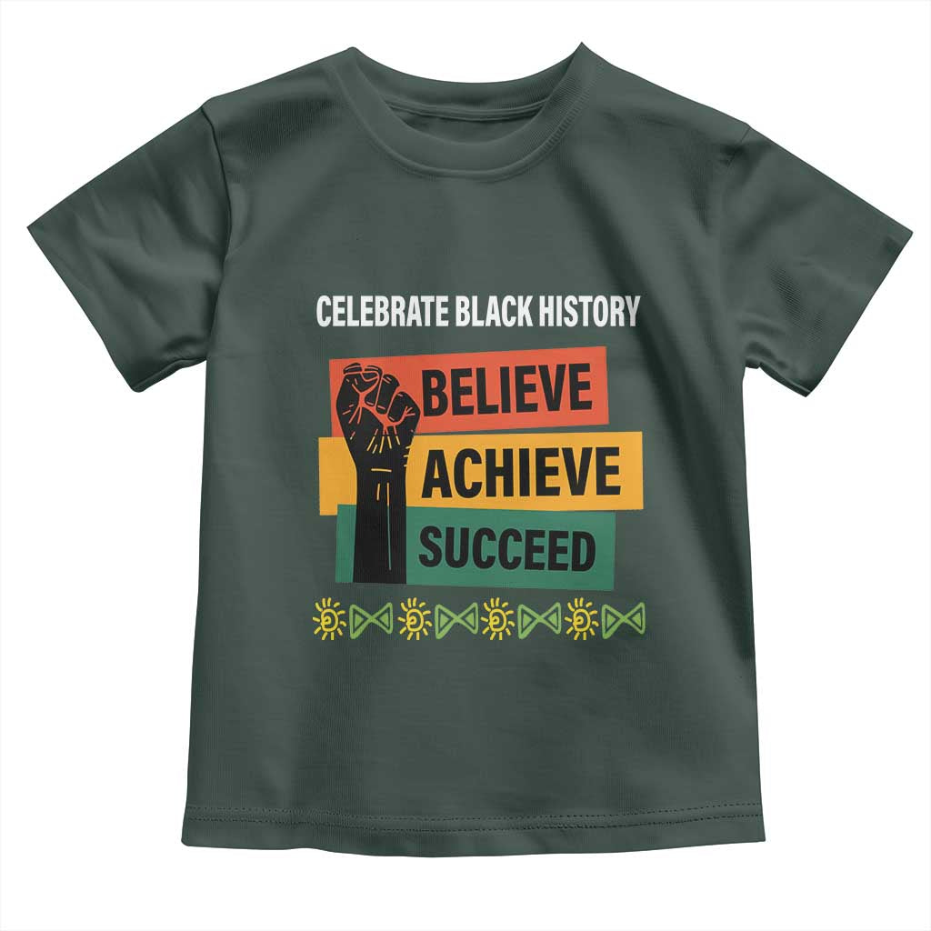 Black History Month Baby Shirt Believe Achieve Succeed African Americans Melanin Pride