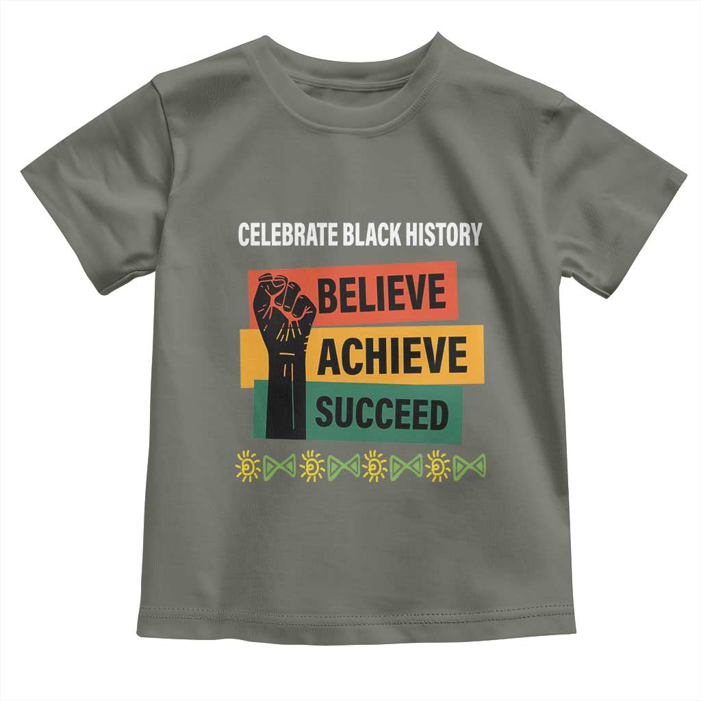 Black History Month Baby Shirt Believe Achieve Succeed African Americans Melanin Pride