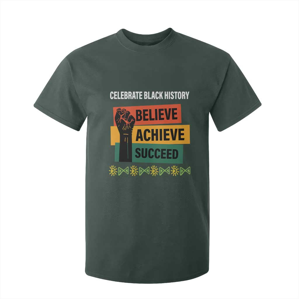Black History Month T Shirt For Kid Believe Achieve Succeed African Americans Melanin Pride