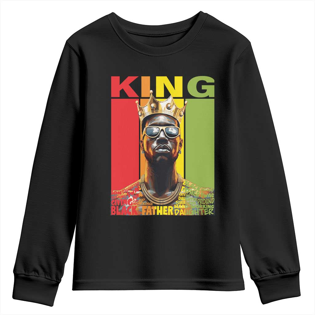 American Dad Youth Long Sleeve Shirt Black History King Father Melanin African American