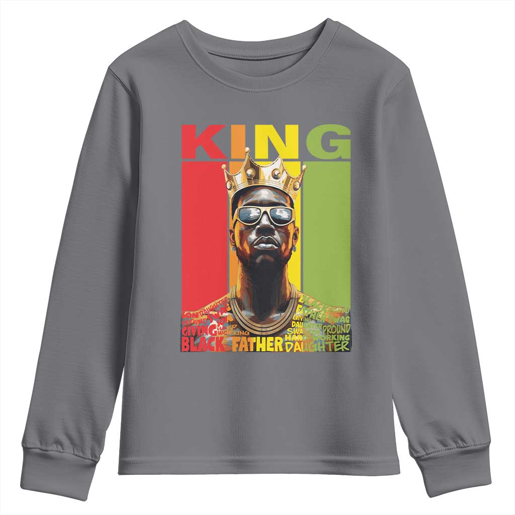American Dad Youth Long Sleeve Shirt Black History King Father Melanin African American