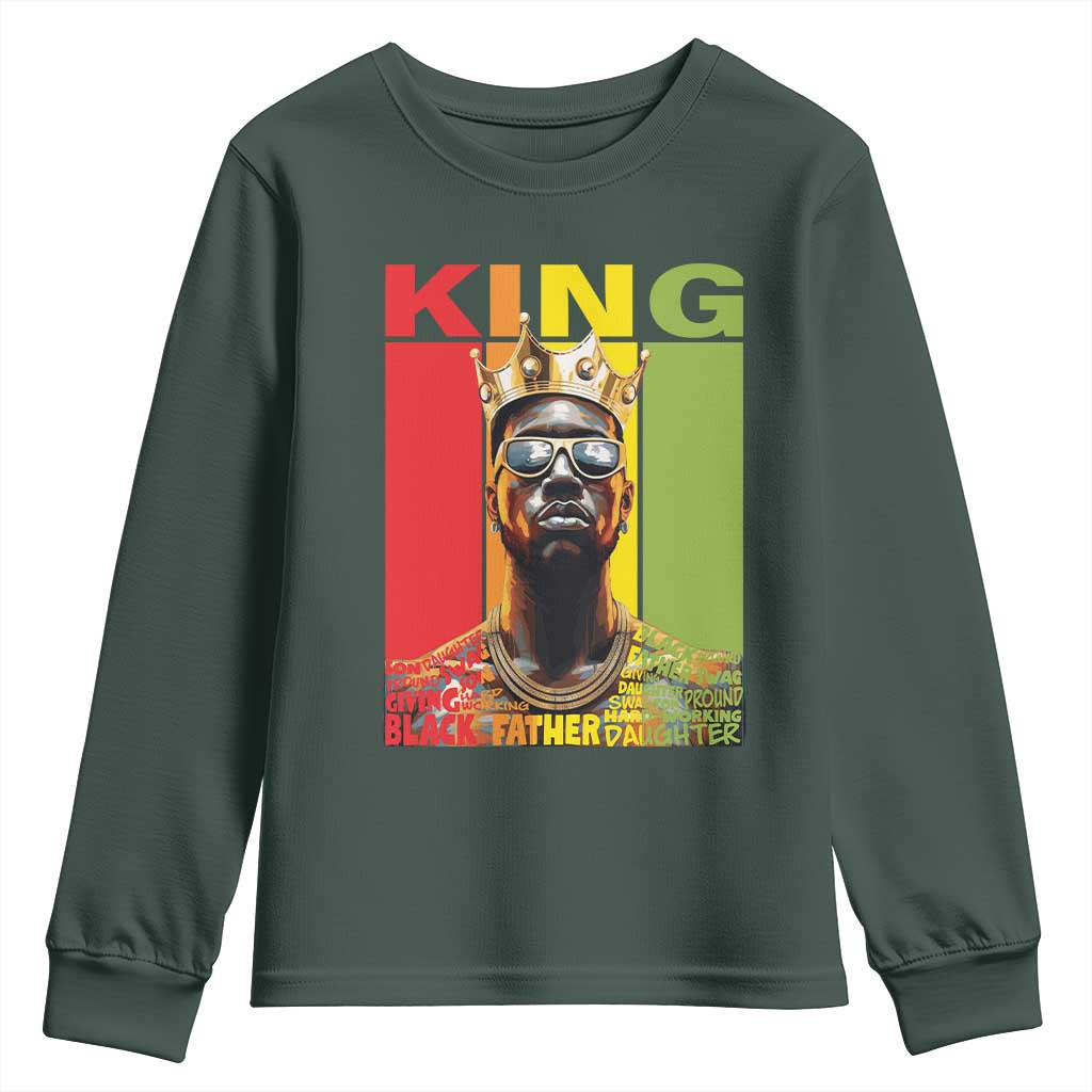 American Dad Youth Long Sleeve Shirt Black History King Father Melanin African American