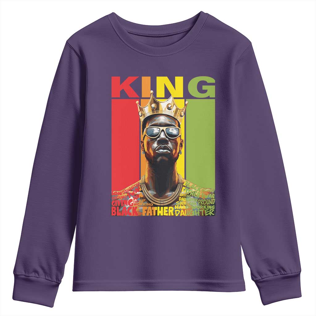 American Dad Youth Long Sleeve Shirt Black History King Father Melanin African American