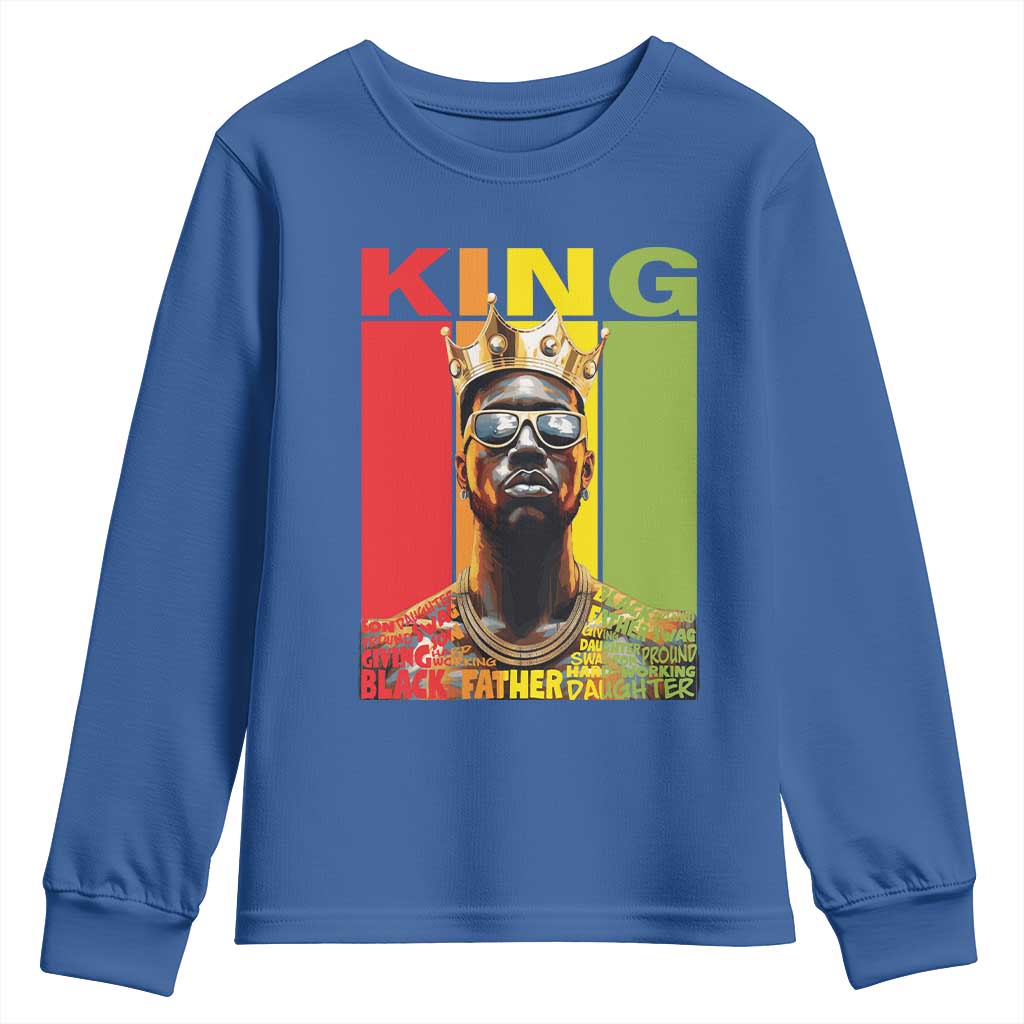 American Dad Youth Long Sleeve Shirt Black History King Father Melanin African American