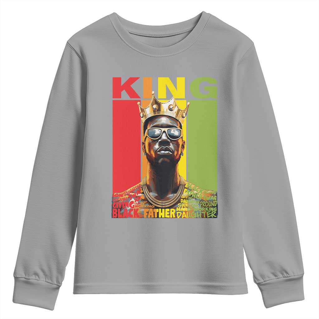 American Dad Youth Long Sleeve Shirt Black History King Father Melanin African American