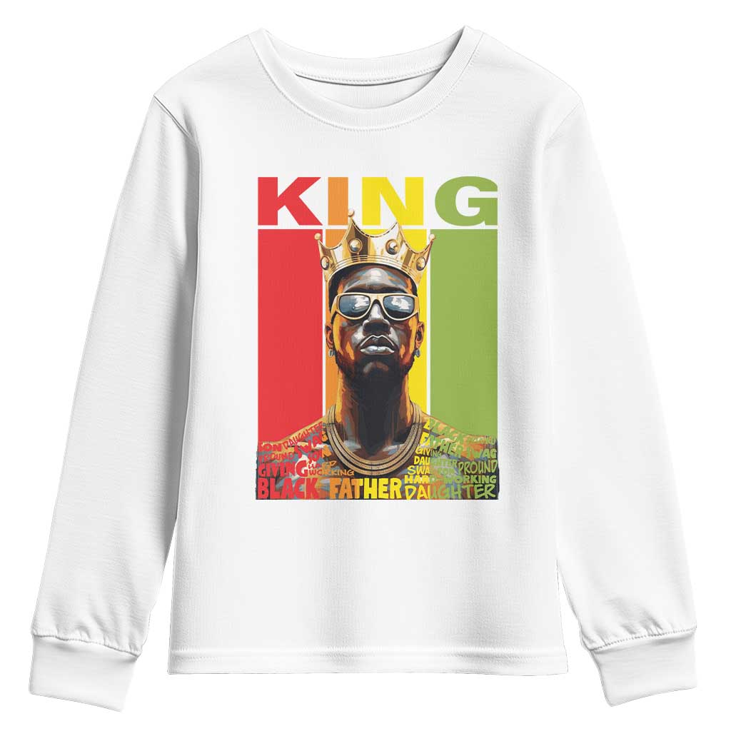 American Dad Youth Long Sleeve Shirt Black History King Father Melanin African American