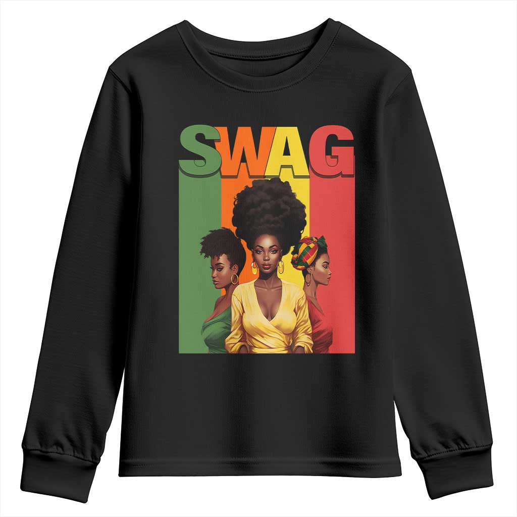 Black History Month Youth Long Sleeve Shirt Swag Melanin Queen