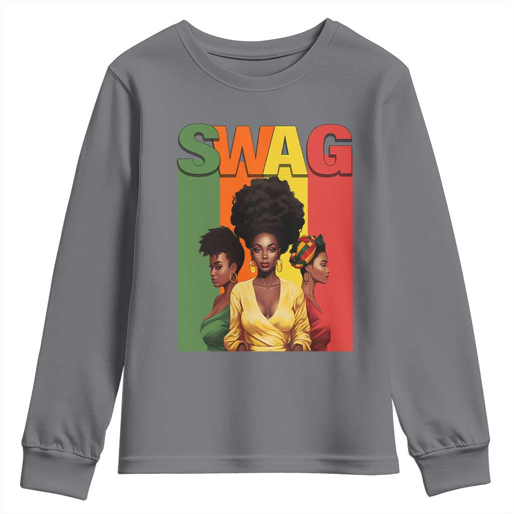 Black History Month Youth Long Sleeve Shirt Swag Melanin Queen