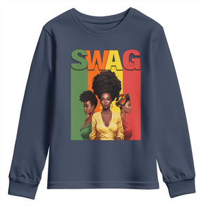 Black History Month Youth Long Sleeve Shirt Swag Melanin Queen