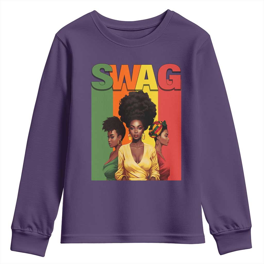 Black History Month Youth Long Sleeve Shirt Swag Melanin Queen