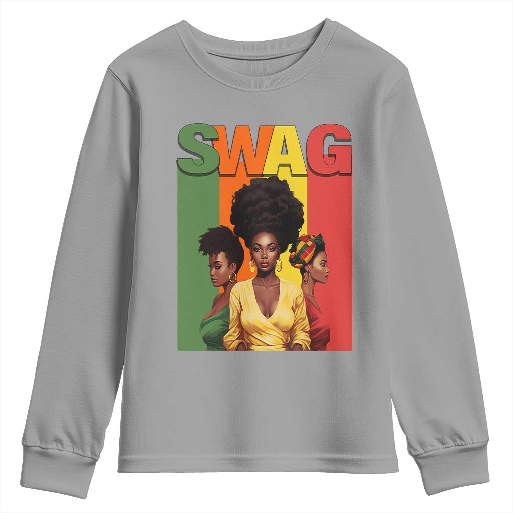 Black History Month Youth Long Sleeve Shirt Swag Melanin Queen