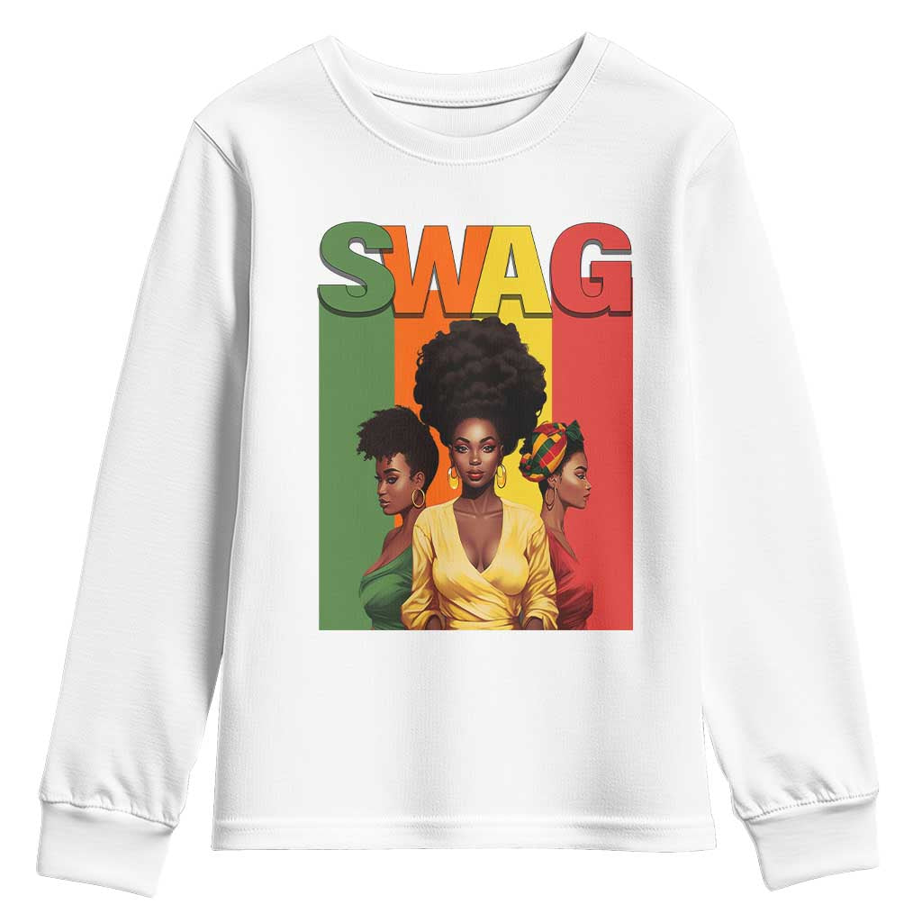 Black History Month Youth Long Sleeve Shirt Swag Melanin Queen