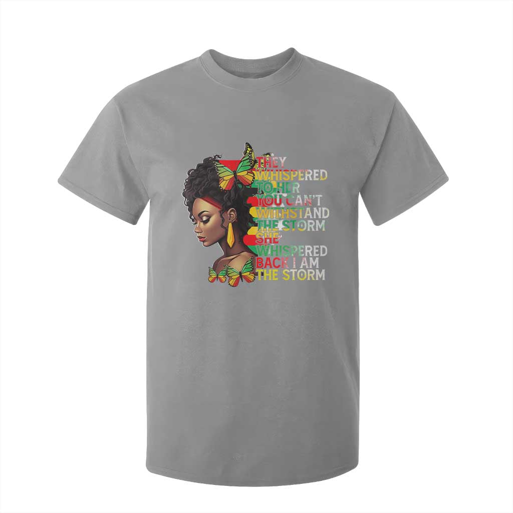 African Women Black History Month T Shirt For Kid She Whispered Back I Am The Storm