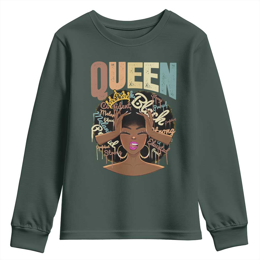 African Americans Teacher Youth Long Sleeve Shirt Educated Strong Black Queen