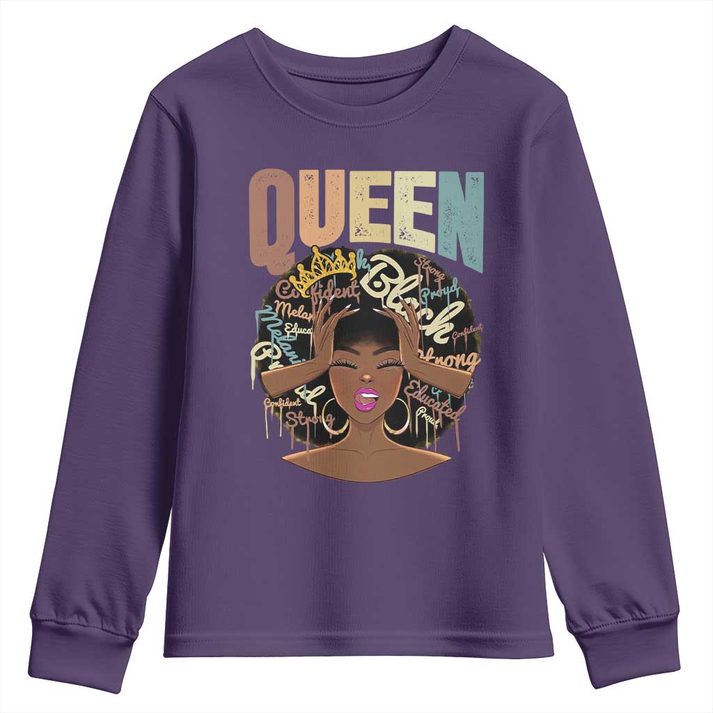African Americans Teacher Youth Long Sleeve Shirt Educated Strong Black Queen