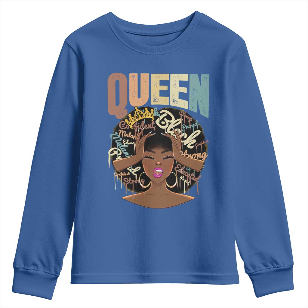 African Americans Teacher Youth Long Sleeve Shirt Educated Strong Black Queen