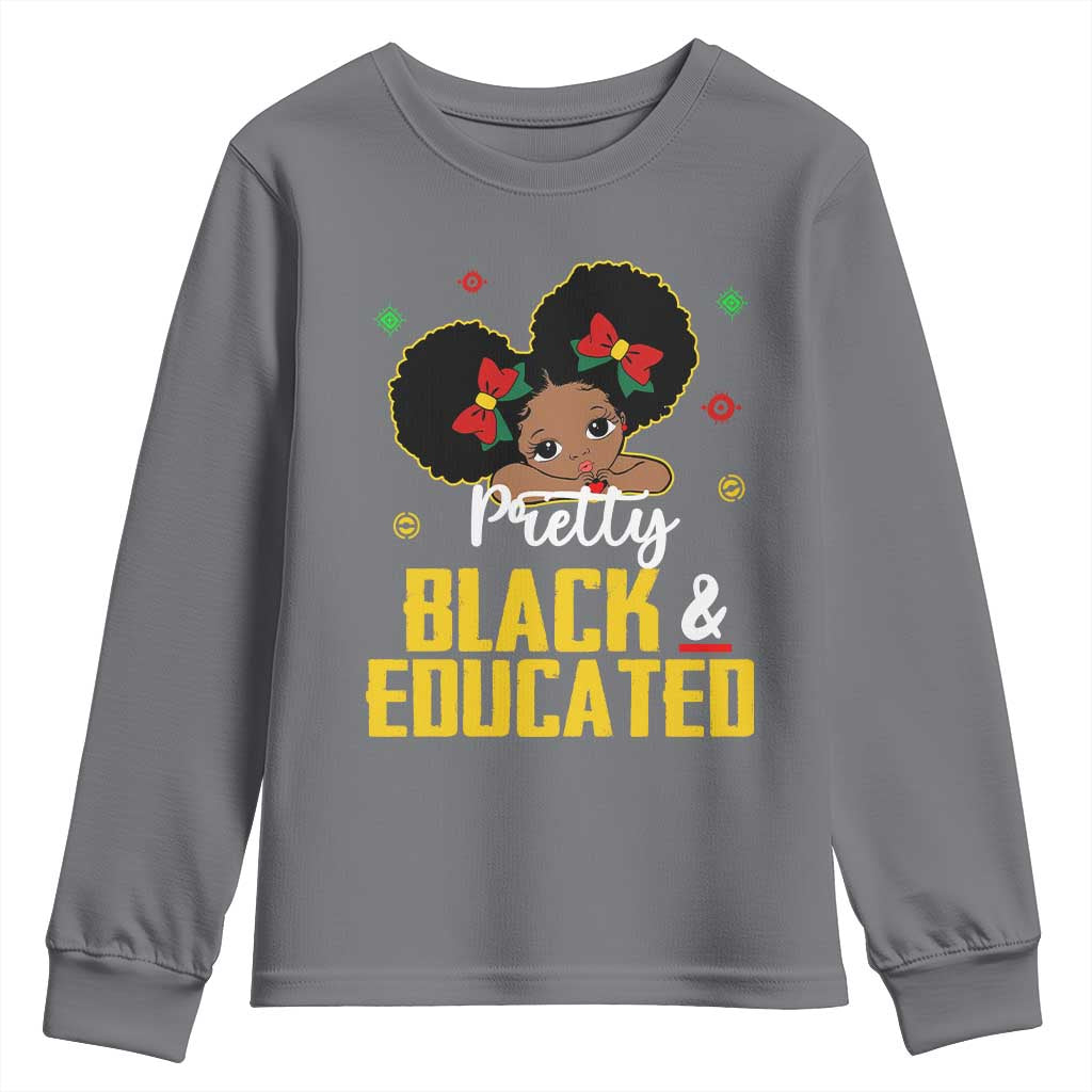 Black Pride Youth Long Sleeve Shirt Pretty Black And Educated I Am The Strong African Queen Girl