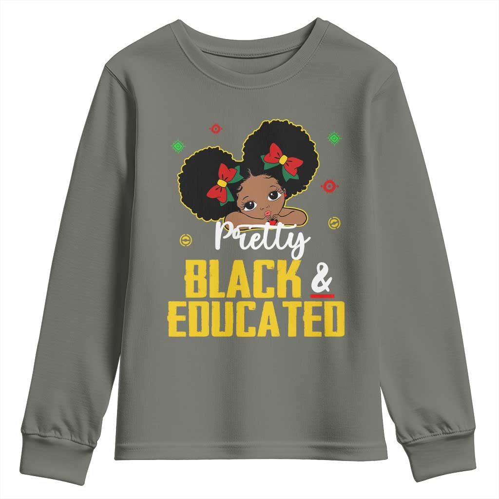 Black Pride Youth Long Sleeve Shirt Pretty Black And Educated I Am The Strong African Queen Girl