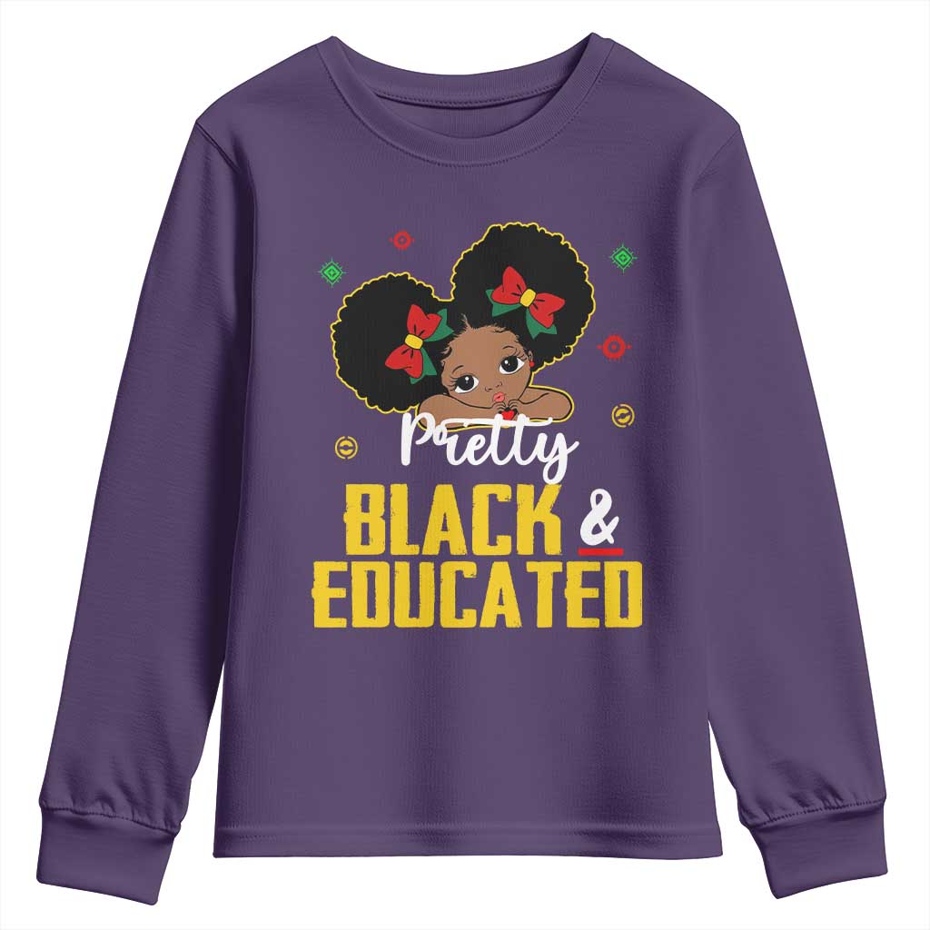 Black Pride Youth Long Sleeve Shirt Pretty Black And Educated I Am The Strong African Queen Girl