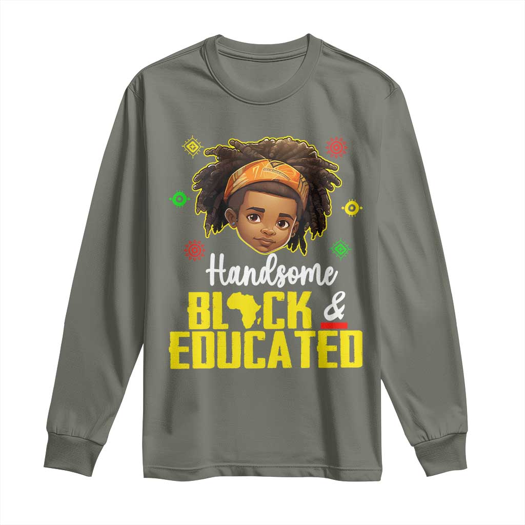 Black Pride Long Sleeve Shirt Handsome Black And Educated I Am The Strong African King Boy
