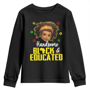 Black Pride Youth Long Sleeve Shirt Handsome Black And Educated I Am The Strong African King Boy