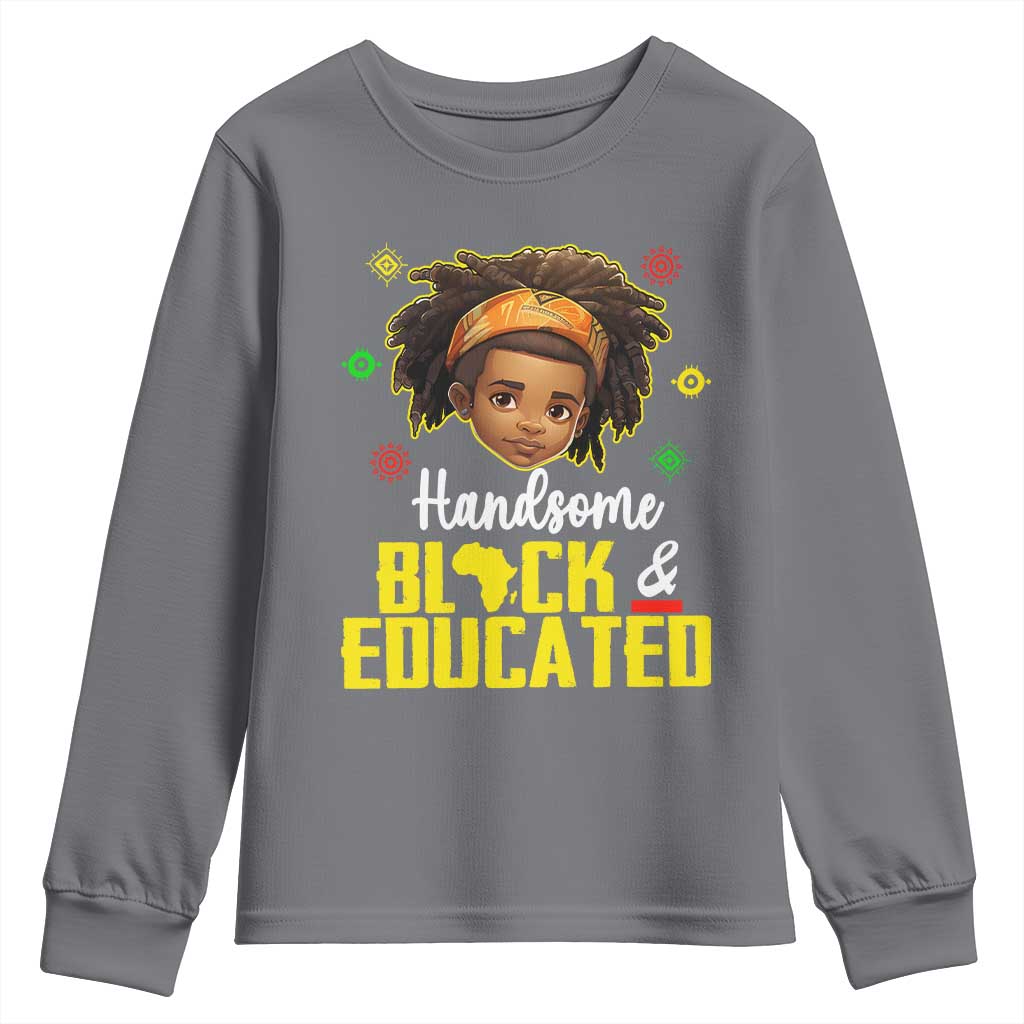 Black Pride Youth Long Sleeve Shirt Handsome Black And Educated I Am The Strong African King Boy