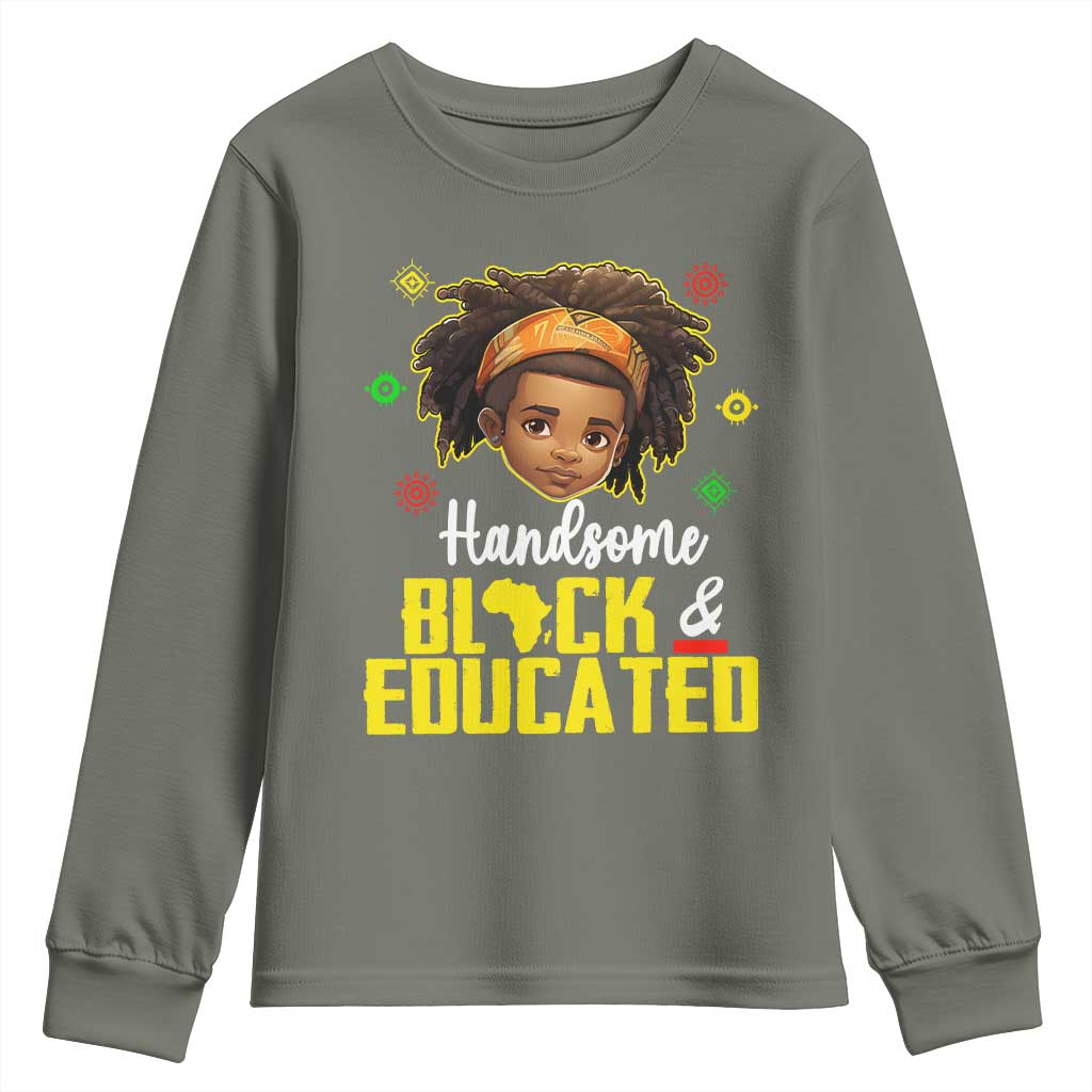Black Pride Youth Long Sleeve Shirt Handsome Black And Educated I Am The Strong African King Boy