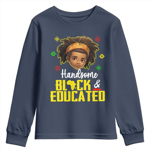 Black Pride Youth Long Sleeve Shirt Handsome Black And Educated I Am The Strong African King Boy