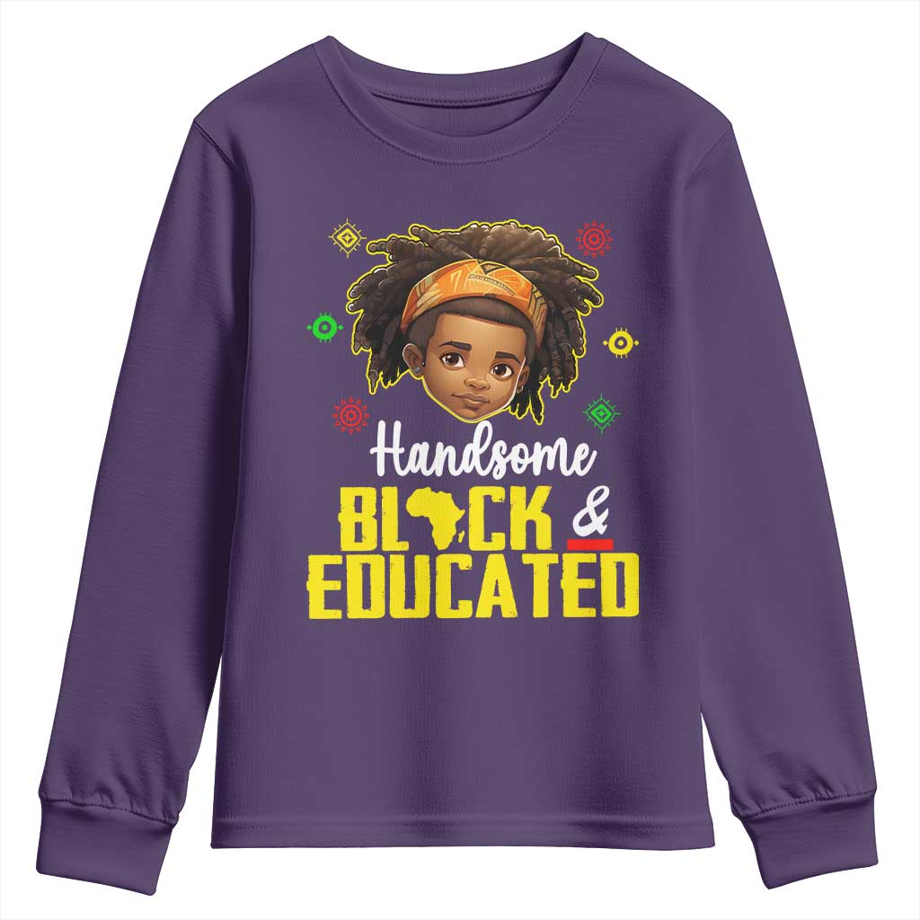 Black Pride Youth Long Sleeve Shirt Handsome Black And Educated I Am The Strong African King Boy
