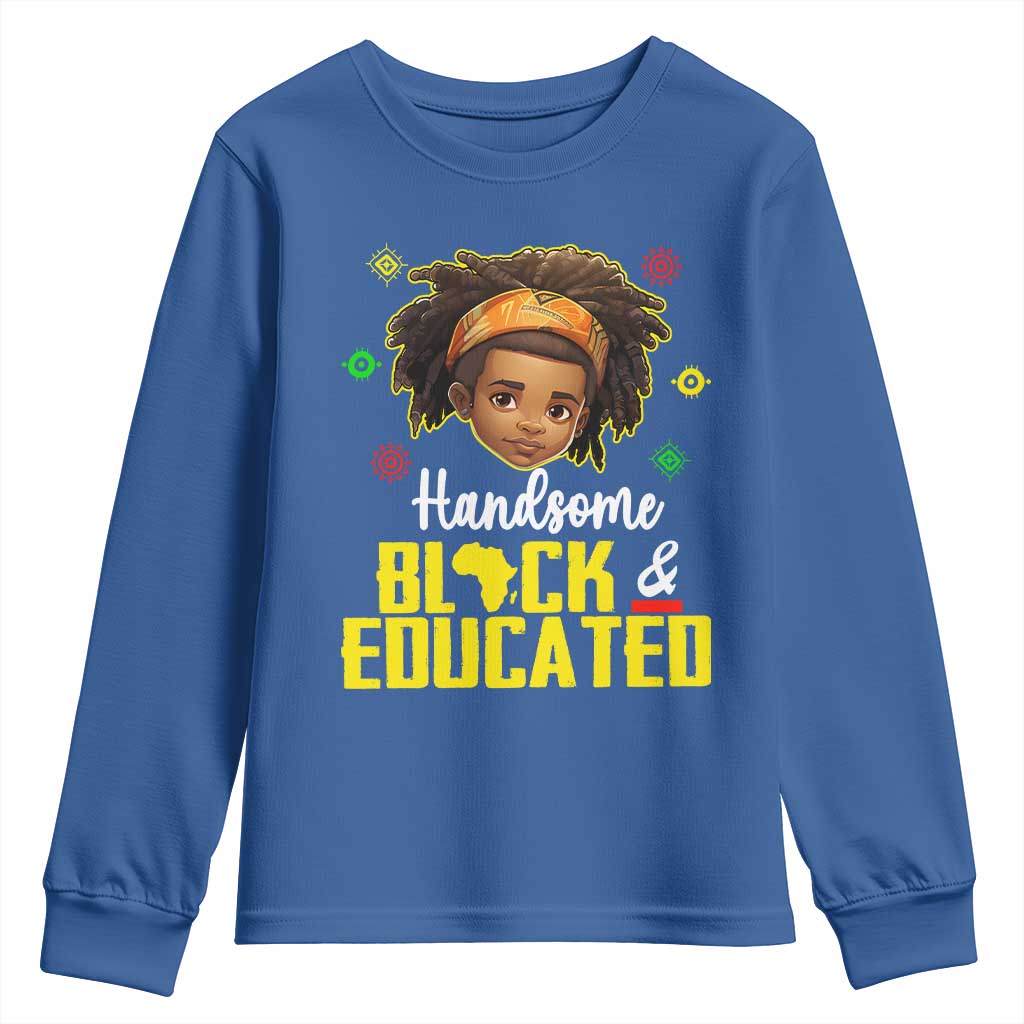 Black Pride Youth Long Sleeve Shirt Handsome Black And Educated I Am The Strong African King Boy