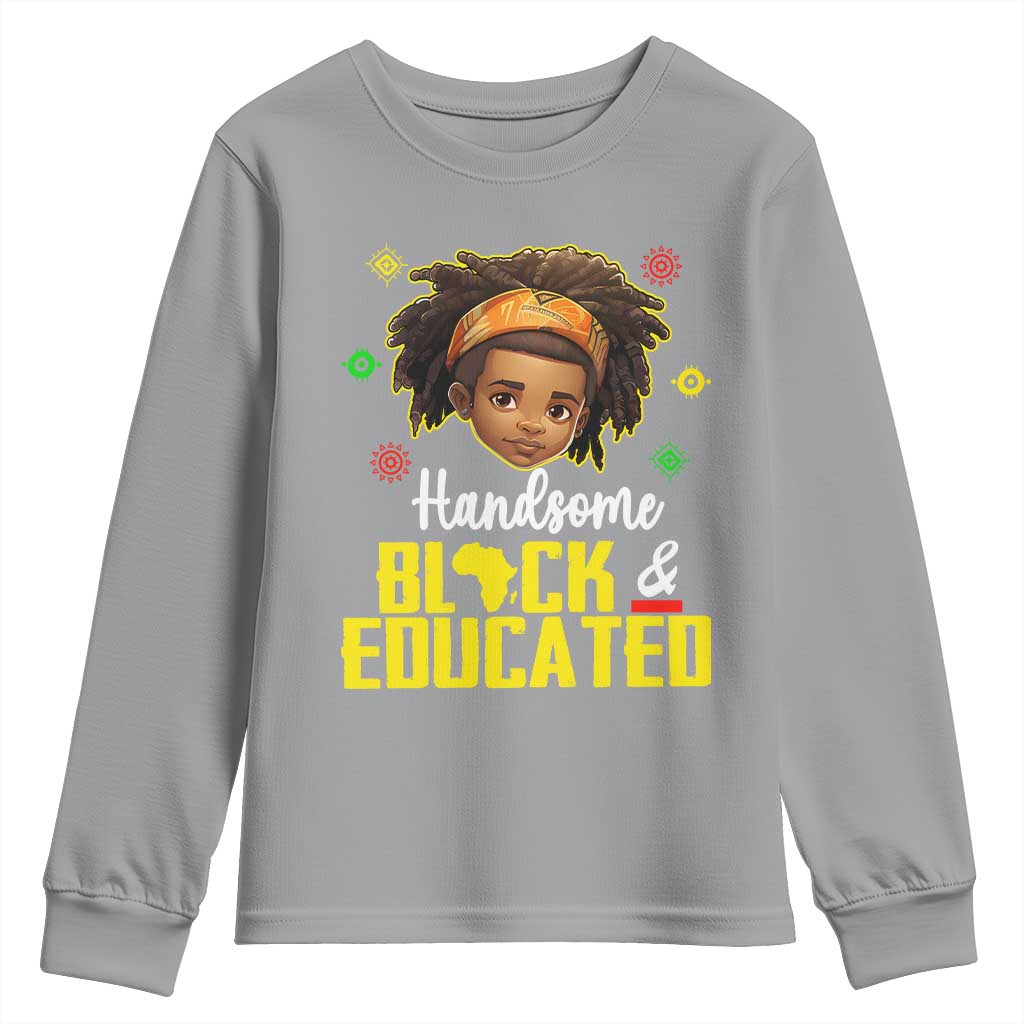 Black Pride Youth Long Sleeve Shirt Handsome Black And Educated I Am The Strong African King Boy